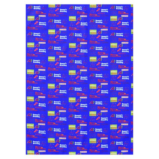 Joyeuse nappe de Noël, bleu Joyeuses Fêtes (Devant)
