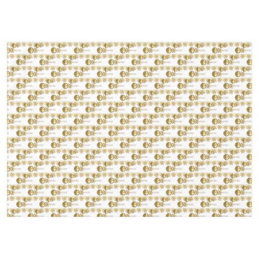 Joyeuse nappe de Noël, boules d'or (Devant (Horizontal))