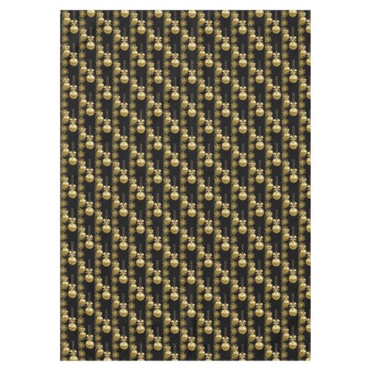 Joyeuse nappe de Noël, boules d'or noir (Devant)