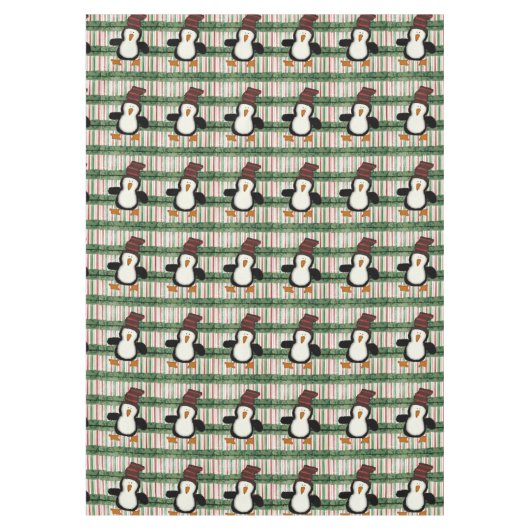 Joyeuse nappe de Noël, pingouin vert (Devant)
