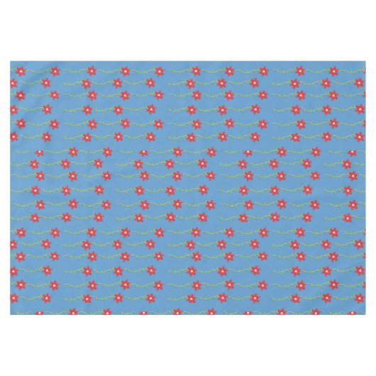 Joyeuse nappe de Noël, Poinsettia Floral Bleu (Devant (Horizontal))