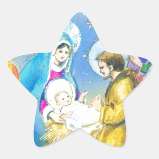 Joyeuse Noel,  Franse Kerst Kaart Ster Sticker (Voorkant)