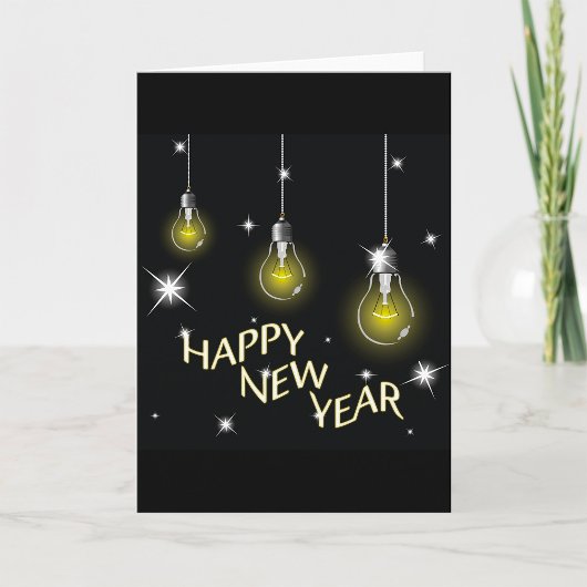 Joyeuse nouvelle année Lightbulbs de voeux Cartes 
