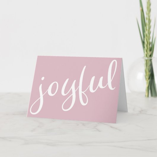 Joyeuse Pastel Pink Script Christmas Carte de vaca (Devant)