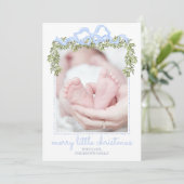 Joyeuse petite carte de Noël Nouveau-né bébé photo (Debout devant)