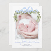 Joyeuse petite carte de Noël Nouveau-né bébé photo (Devant / Derrière)