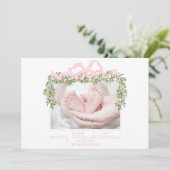 Joyeuse petite carte de Noël Nouveau-né bébé rose (Debout devant)