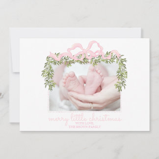Joyeuse petite carte de Noël Nouveau-né bébé rose