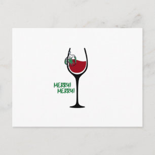 Joyeuse petite carte postale en verre de vin de
