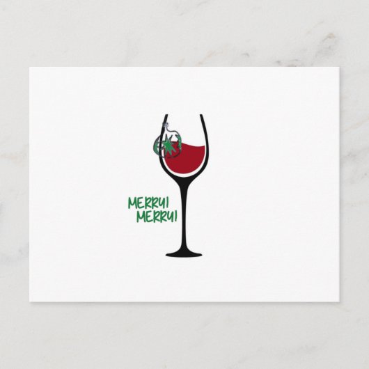 Joyeuse petite carte postale en verre de vin de (Devant)