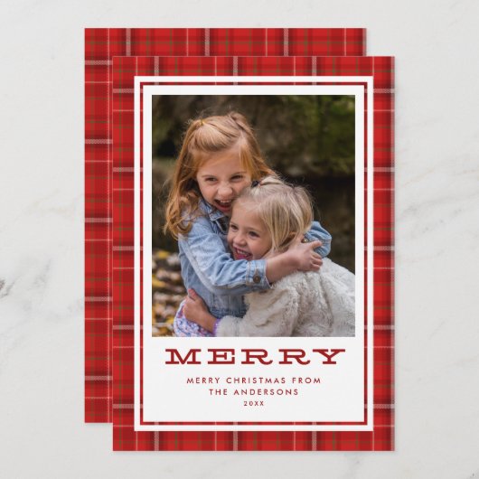 Joyeuse photo simple à carte rouge (Devant / Derrière)