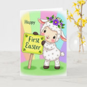 Joyeuse Première Carte de l'Agneau de Pâques (Fleur jaune)