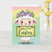 Joyeuse première carte de Pâques pour mouton (Fleur jaune)