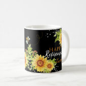 Joyeuse retraite florale personnalisée Mug noir (Devant droit)