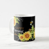 Joyeuse retraite florale personnalisée Mug noir (Devant gauche)