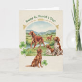 Joyeuse Saint-Patrick Chien Setter Irlandais Carte (Devant)