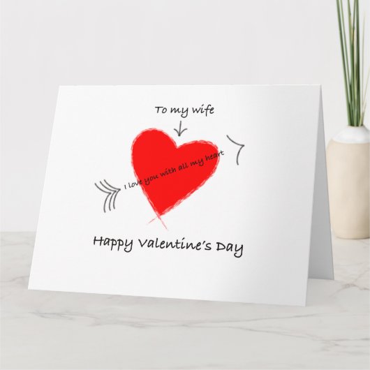 Joyeuse Saint-Valentin à ma femme carte (Devant)