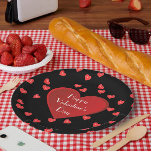 Joyeuse Saint-Valentin Assiette en Papier Cœur Rou