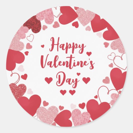 Joyeuse Saint-Valentin autocollant rond classique  (Devant)