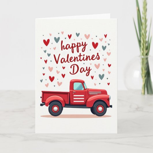 Joyeuse Saint-Valentin Carte Camion Rouge (Devant)