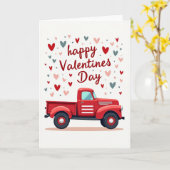Joyeuse Saint-Valentin Carte Camion Rouge (Fleur jaune)