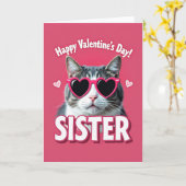 Joyeuse Saint-Valentin Carte Chat Sœur (Fleur jaune)