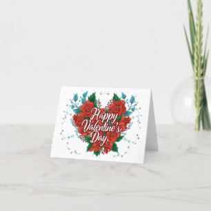 Joyeuse Saint-Valentin Carte Cœur de Roses Florale