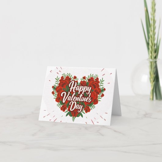 Joyeuse Saint-Valentin Carte cœur de roses florale (Devant)