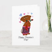 Joyeuse Saint-Valentin Carte de chien saucisson (Devant)