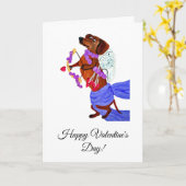 Joyeuse Saint-Valentin Carte de chien saucisson (Fleur jaune)