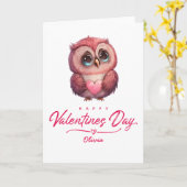 Joyeuse Saint-Valentin Carte de Chouette Mignonne (Fleur jaune)