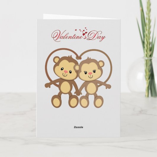 Joyeuse Saint-Valentin carte de voeux pliée singe (Dos)