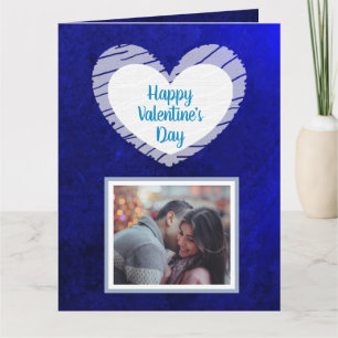 Joyeuse Saint-Valentin Carte Photo Ombrée Bleue