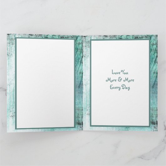 Joyeuse Saint-Valentin carte photo sarcelle et ble (Intérieur)