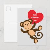 Joyeuse Saint-Valentin carte postale singe (Devant / Derrière)