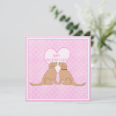 Joyeuse Saint-Valentin Chiens Dorés Carte Plate (Debout devant)