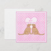 Joyeuse Saint-Valentin Chiens Dorés Carte Plate (Devant / Derrière)
