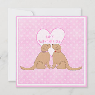 Joyeuse Saint-Valentin Chiens Dorés Carte Plate