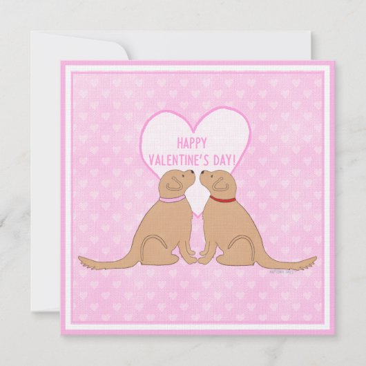 Joyeuse Saint-Valentin Chiens Dorés Carte Plate (Devant)