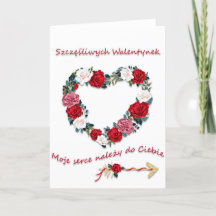 Joyeuse Saint Valentin en carte polonaise