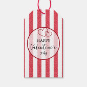 Joyeuse Saint-Valentin Étiquette Cadeau à Rayures  (Devant)
