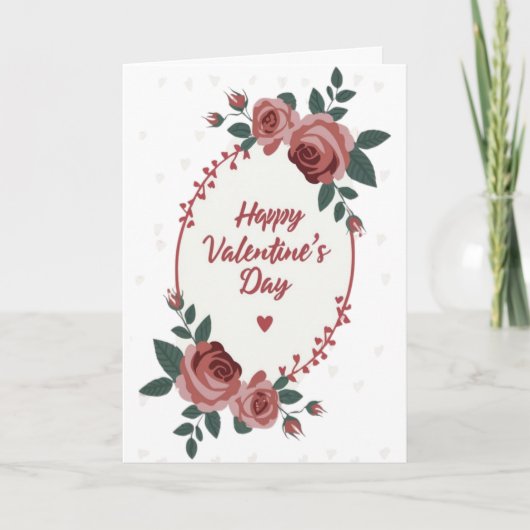 Joyeuse Saint-Valentin Fleurs Roses Carte Cœur (Devant)