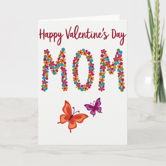 Joyeuse Saint-Valentin Maman Carte Florale (Devant)