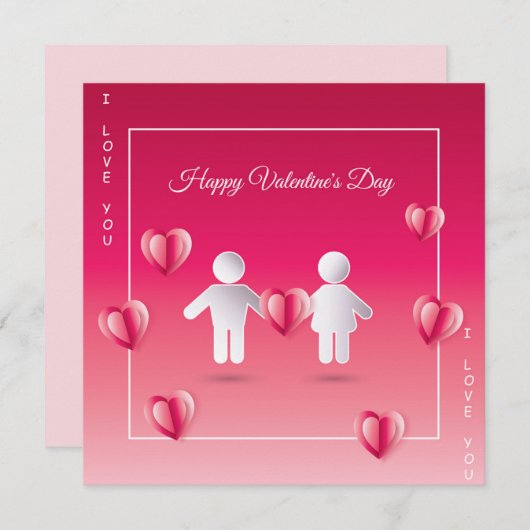 Joyeuse Saint-Valentin Moderne Carte de Vœux (Devant / Derrière)