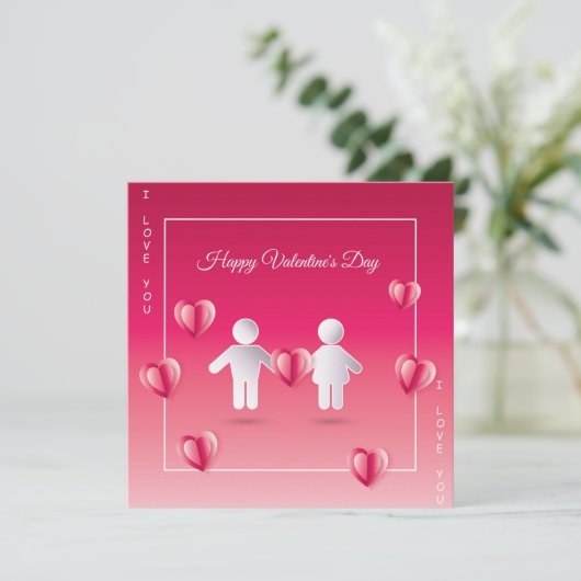 Joyeuse Saint-Valentin Moderne Carte de Vœux (Debout devant)