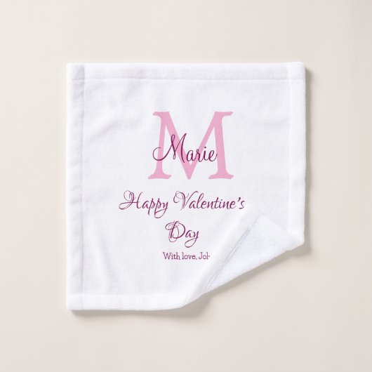 Joyeuse Saint-Valentin monogramme rose nom amour f (Gant de toilette)