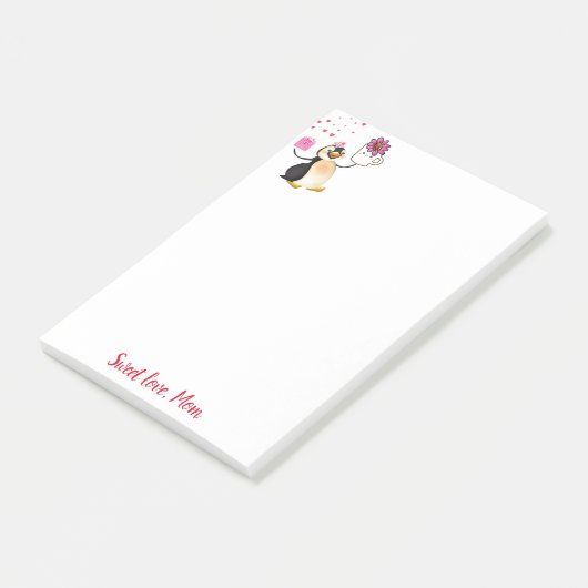 Joyeuse Saint Valentin Pingouin Note Post-it (Incliné)