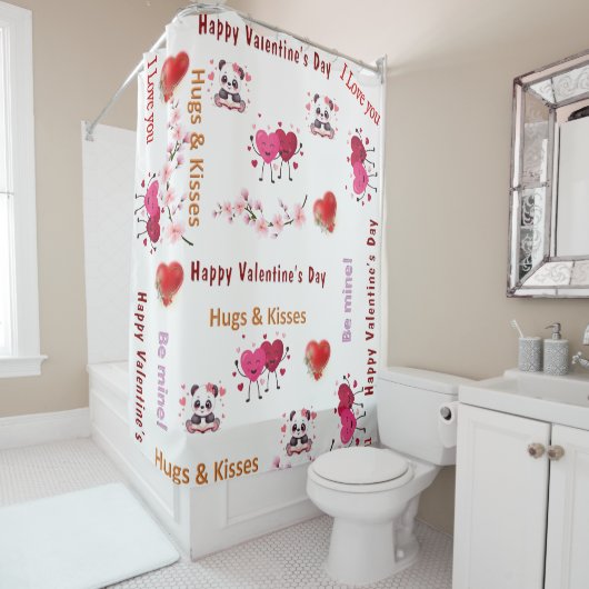 Joyeuse Saint-Valentin Rideau de douche, Couple Cœ (En situation)