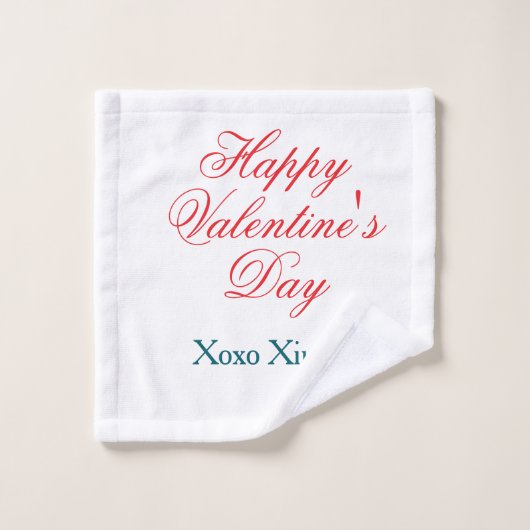 Joyeuse Saint-Valentin rouge bleu xoxo amour nom (Gant de toilette)