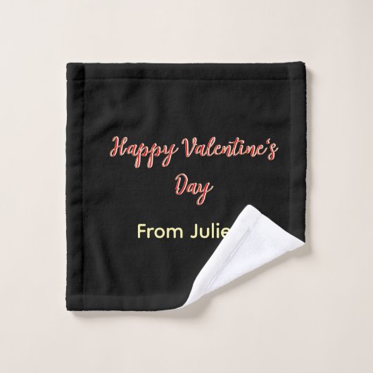 Joyeuse Saint-Valentin rouge noir de nom stylé (Gant de toilette)